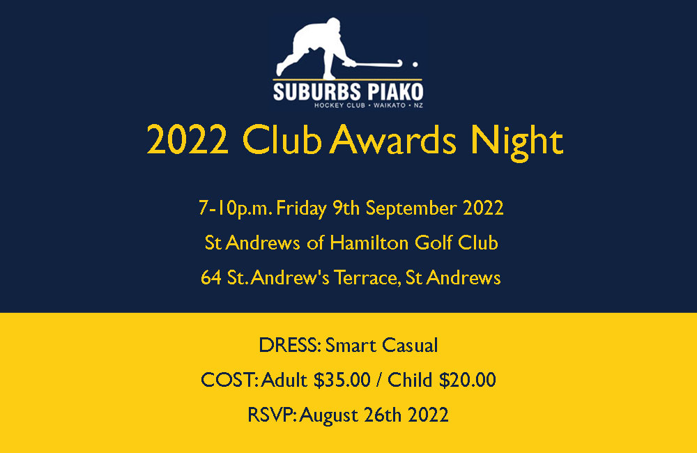 2022 Suburbs-Piako Hockey Club Awards Night